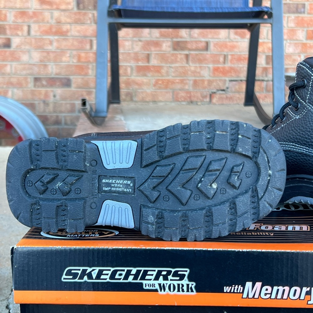 Skechers Black Leather Work Boots - Picture 3 of 5